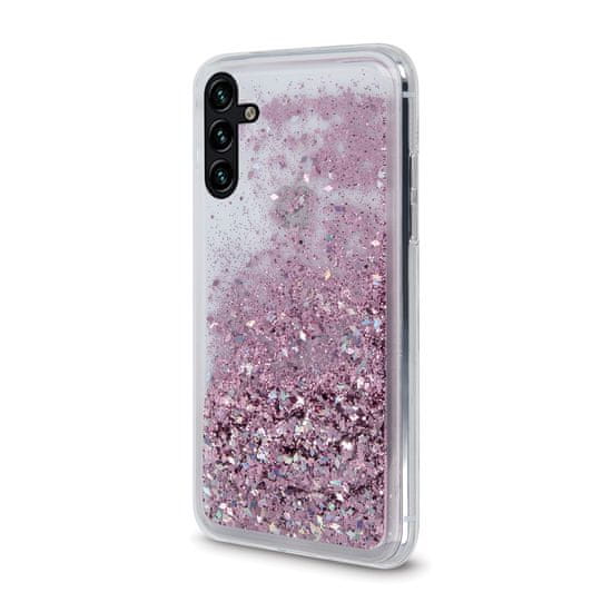 TKG Telefontok Samsung Galaxy A04s (A047) - folyékony pink csillámos, átlátszó hátlap tok
