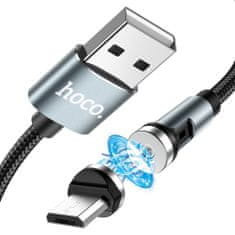 TKG Töltőkábel: HOCO - mágneses USB / MicroUSB kábel, 1,2m 2,4A fekete, elfordítható fejjel