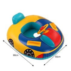 BigBuy Színes, felfújható, autó alakú úszógumi tekerhető kormánnyal és biztonsági kapaszkodóval (BBI-6791)