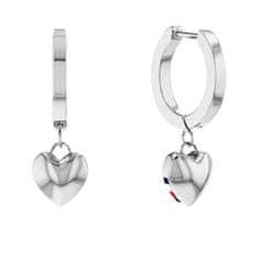 Tommy Hilfiger Modern acél karika fülbevaló medálokkal Hanging Heart 2780664