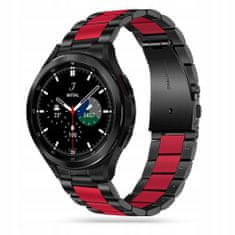 TKG Samsung Galaxy Watch 5 / 5 Pro (40 / 44 / 45 mm) okosóra fémszíj - fekete/piros fémszíj