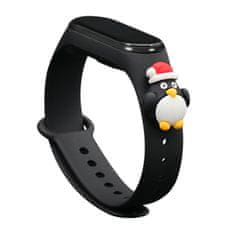 TKG Xiaomi Mi Band 5/6 okosóra szíj - fekete szilikon, karácsonyi pingvin