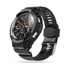 TKG Samsung Galaxy Watch 4 CLASSIC (46 mm) okosóra szíj+tok - Tech-Protect Pro fekete szilikon szíj+tok