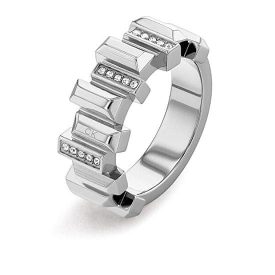 Calvin Klein Stílusos acél gyűrű kristályokkal Luster 35000322