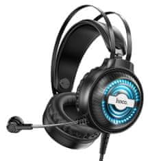 TKG Headset: HOCO W101 - fekete fejhallgató mikrofonnal (vezetékes: 2xJack)