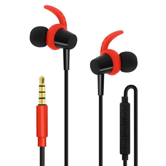 TKG Headset: Forver SP-100 - fekete/piros stereo headset fülhallgató, mikrofonnal