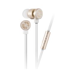 TKG Headset: GUESS - fehér / arany, hangerőszabályzós stereo headset audio csatlakozóval