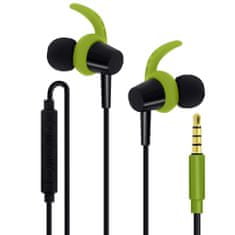 TKG Headset: Forver SP-100 - fekete/zöld stereo headset fülhallgató, mikrofonnal