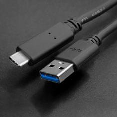Qoltec USB 3.1 C típusú férfi kábel | USB 3.0 A férfi kábel | 1,8m | Fekete