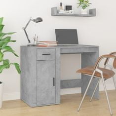 Greatstore betonszürke színű szerelt fa íróasztal szekrénnyel