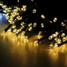 LUMILED Napelemes kerti lámpa LED fénylánc 21m GIRLANDA PASSI s 200x dekoratív diód LED 3000K Meleg fehér + TÁVIRÁNYÍTÓ