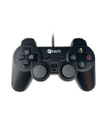 C-Tech Gamepad Callon PC/PS3-hoz, 2x analóg, X-bemenet, rezgés, 1.8m kábel, USB