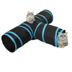 Greatstore fekete-kék 3-irányú poliészter macskaalagút 90 cm