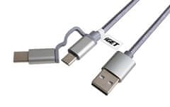 iGET CABLE G2V1 - Univerzális adat- és töltőkábel USB-C és microUSB csatlakozókkal, 2A gyorstöltéssel