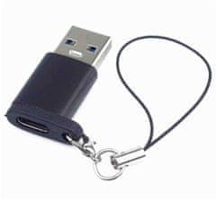 PremiumCord adapter USB3.0 A hím - USB-C női, fekete, akasztós hurokkal