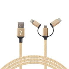 Carcommerce Kábel - USB A 2.0 / 3 w 1 - 2,4A 1 m Micro USB / iPhone / USB-C