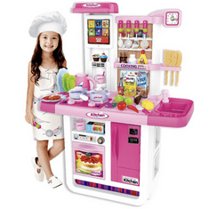 BB-Shop Interaktív gyermekkonyha hűtőszekrénnyel, rózsaszínű