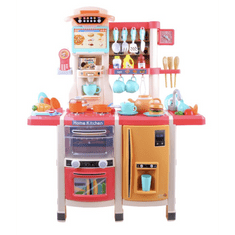 BB-Shop Nagy gyermekkonyha | hűtőszekrény + sütő | piros/narancs színű